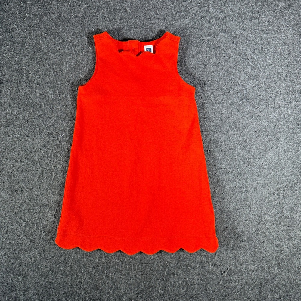 Janie and Jack Girls Orange Scalloped Sleeveless Shift Dress 2T 200266283
